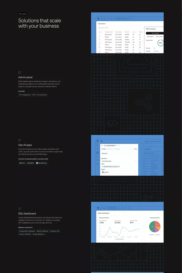 Retool | A better way to build custom software - Landing design inspiration