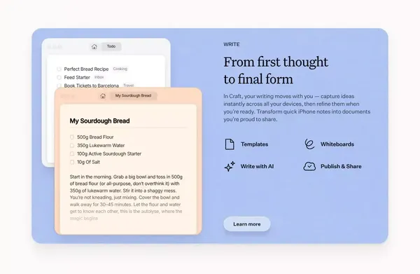 Craft — Docs and Notes Editor - website design inspiration