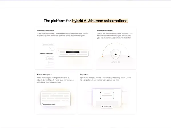 Spara - The AI-powered inbound conversion platform - Landing design inspiration