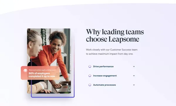 Leapsome: People Enablement Platform - Landing design inspiration