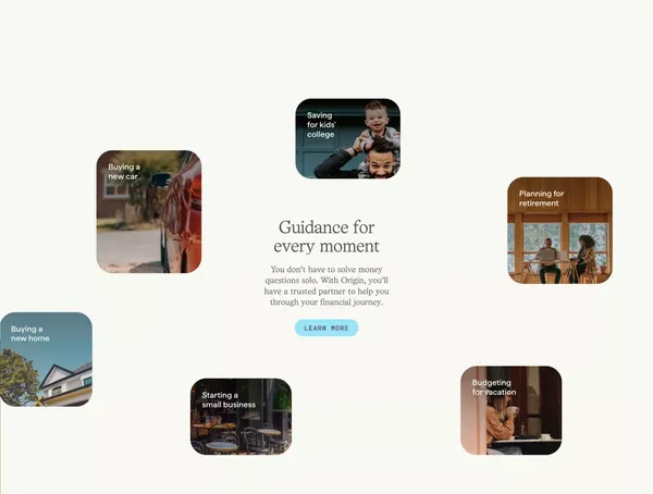 Origin - Let's Talk Money - Landing design inspiration