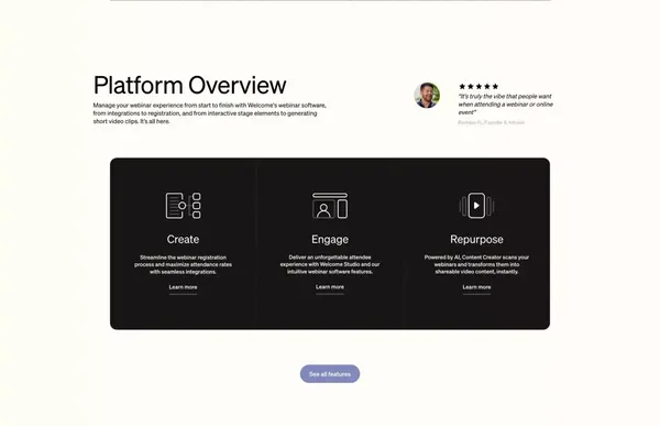 Welcome - Webinar Software for Marketers - Landing design inspiration