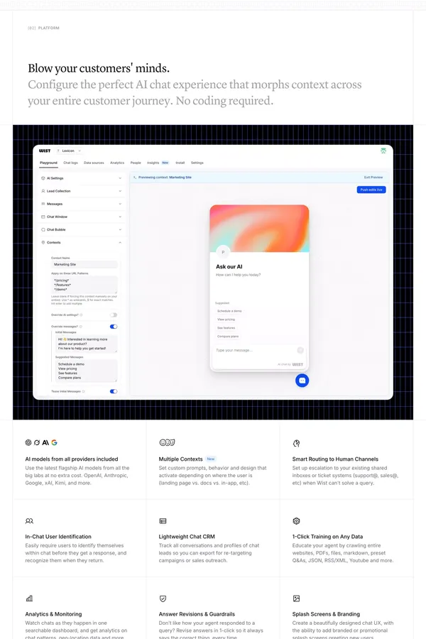 Wist: AI Live Chat Customer Support - Landing design inspiration