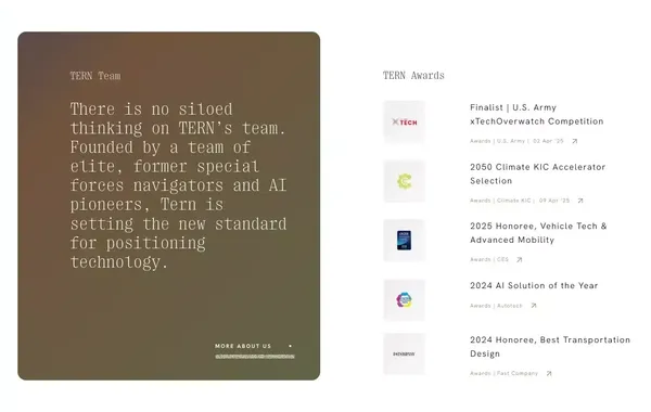 TERN - Landing design inspiration
