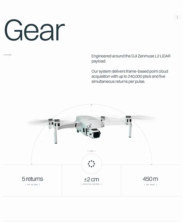 Aevion — autonomous LiDAR inspection drone - Landing design inspiration