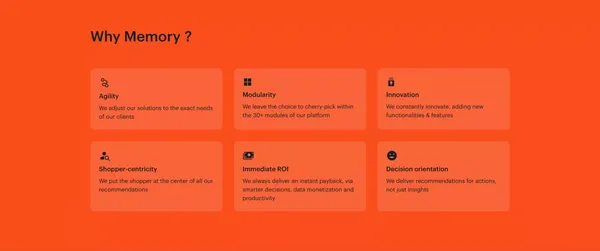 Drive smarter business decisions through AI - In The Memory - Landing design inspiration