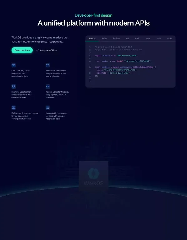 WorkOS — Your app, Enterprise Ready. - Landing design inspiration