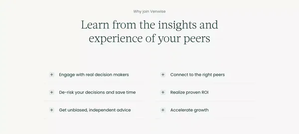 Venwise | Where the C-suite connects for advice - Landing design inspiration