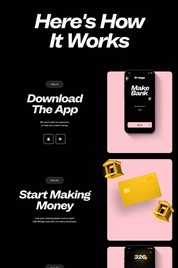 Bridge | Earn extra money and bank through Bridge - Landing design inspiration