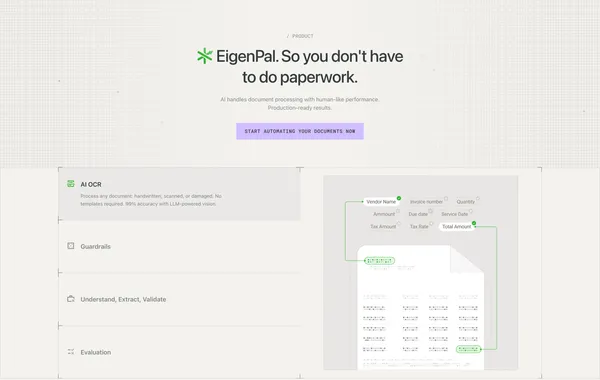 EigenPal - AI Document Automation Platform - Landing design inspiration