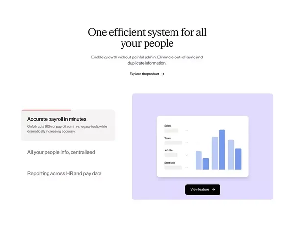 Onfolk · All-in-one Payroll & HR - Landing design inspiration