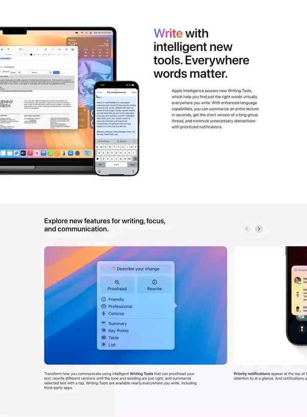 Apple Intelligence Preview - Apple - Landing design inspiration