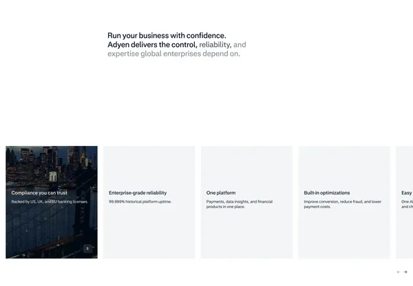 Adyen: Fintech platform for enterprises - Adyen - Landing design inspiration