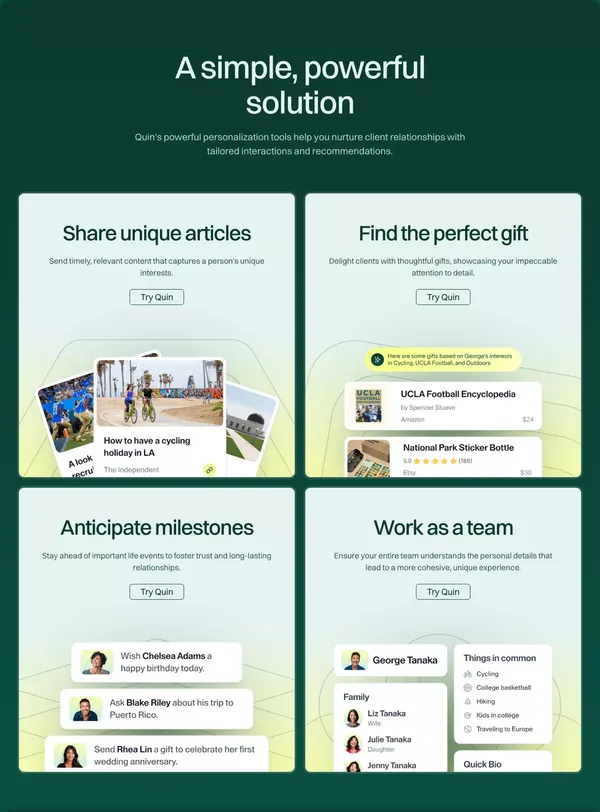 Quin - Landing design inspiration
