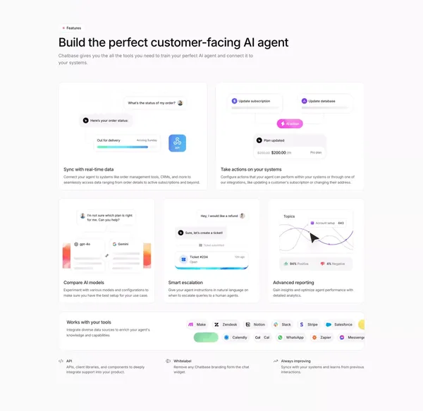 Chatbase | The complete platform for chat-based AI agents - Landing design inspiration