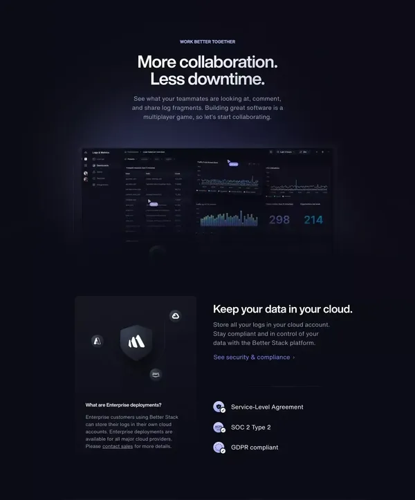 Enterprise | Better Stack - Landing design inspiration