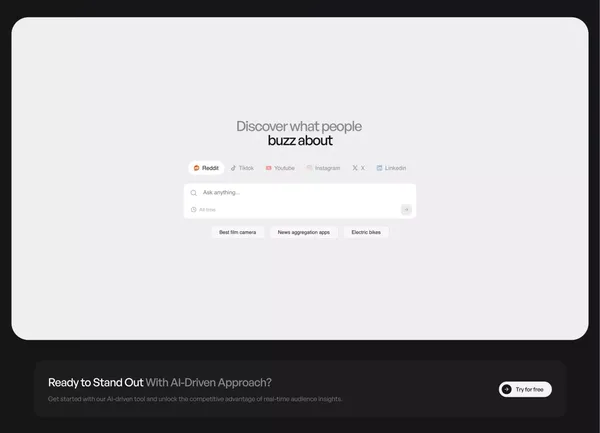 buzzabout - AI Audience Insights Tool - Landing design inspiration