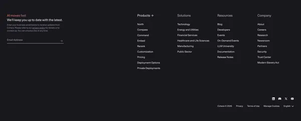 North: The AI Platform Where Work Flows | Cohere - Landing design inspiration