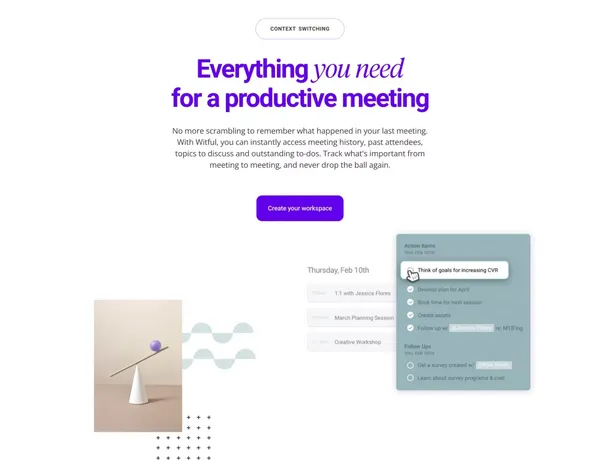Witful • The calendar-based app that organizes your day - Landing design inspiration