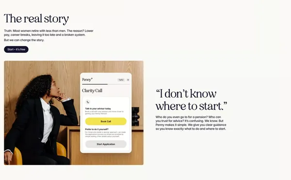 Penny | The Pension You Actually Asked For | Women's Pension Solution - Landing design inspiration
