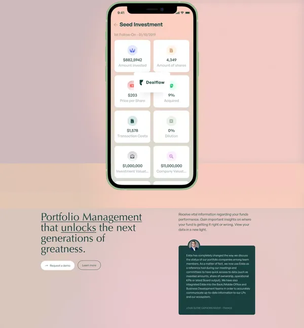 Investto create - Edda - Landing design inspiration