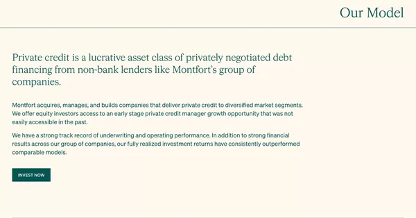 Montfort - Private Credit Manager - Landing design inspiration