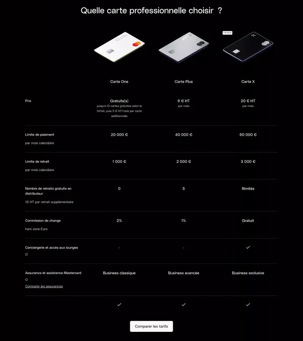 Carte X métal : la carte premium pour les pros - Landing design inspiration