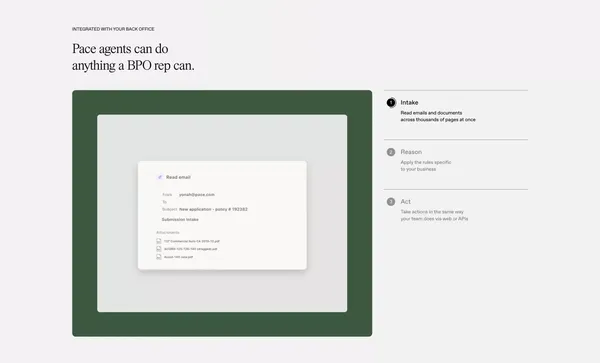 Pace | Outsource to AI - Landing design inspiration