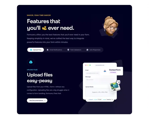 Formcarry. | Hassle-free HTML Forms - Landing design inspiration