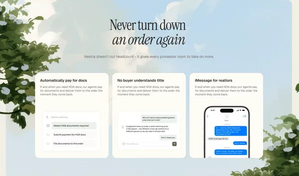 Vestris - Agents that automate real estate pre-closing - Landing design inspiration