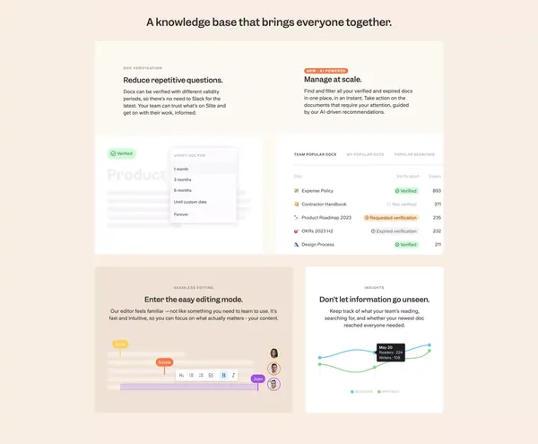 Slite - AI-powered knowledge base - Landing design inspiration