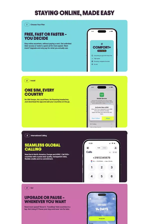 Firsty: Your international mobile data travel app - Landing design inspiration
