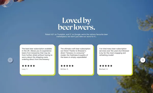 Brewser The UK's Top Rated Beer Club. - Landing design inspiration
