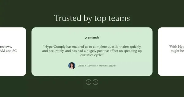 Automate security questionnaires with HyperComply - Landing design inspiration