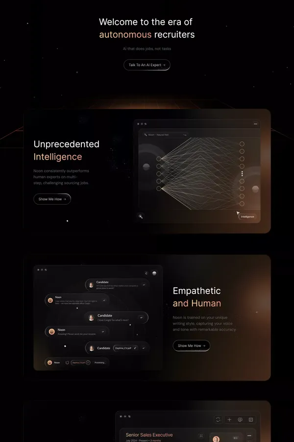 Noon | An AI teammate for every recruiting team - Landing design inspiration