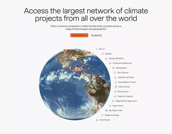 Patch | The platform that powers climate action - Landing design inspiration