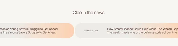 Cleo makes money better. - Landing design inspiration