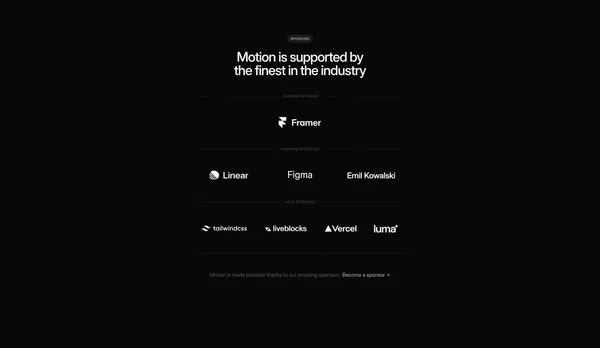 Motion - A modern animation library for JavaScript and React - Landing design inspiration