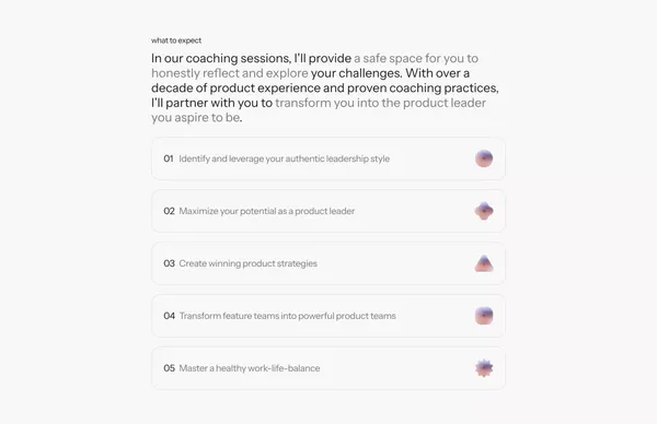 Roxane Hassler / Product Leadership Coaching - Landing design inspiration