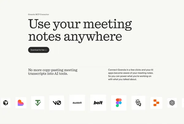 Granola — The AI Notepad for back-to-back meetings - Landing design inspiration