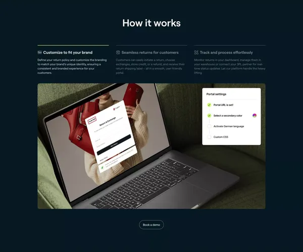 8returns: Smart returns management, loyal customers - Landing design inspiration
