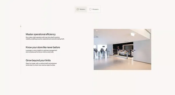 Sensei - Autonomous Retail Experiences - Landing design inspiration