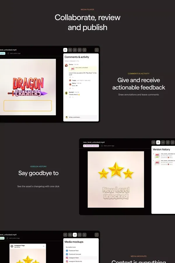 Focal – Manage, proof and deliver ads 10x faster - Landing design inspiration