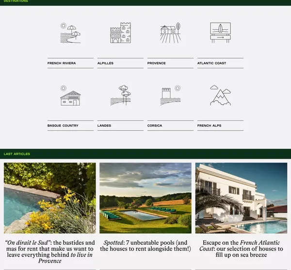 Weeks Off - The guide featuring the best houses to rent in the world - Blog design inspiration