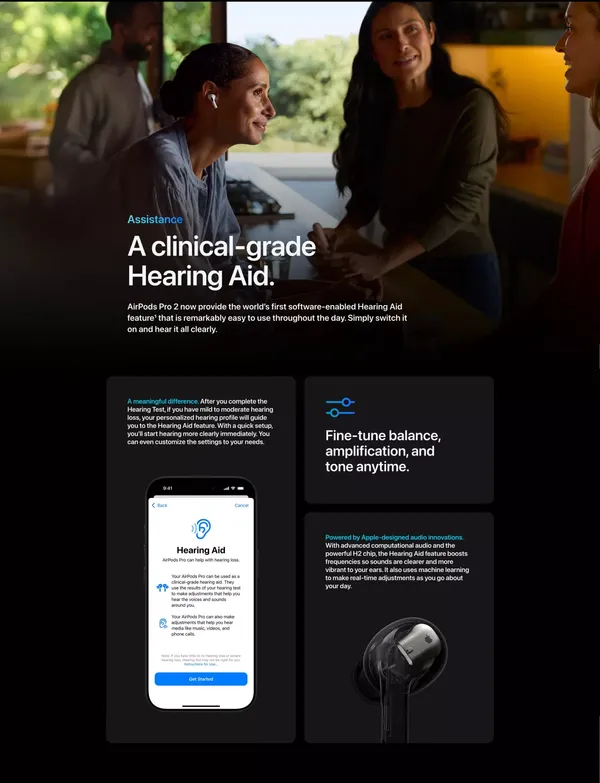 AirPods Pro 2 - Hearing Health - Apple - Landing design inspiration