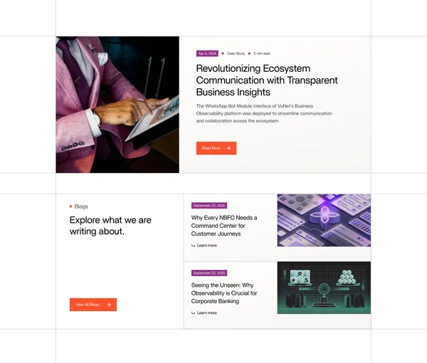 VuNet Systems | Business Centric Observability - Landing design inspiration