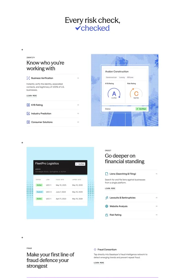Baselayer: Business Identity Verification, Risk, & Fraud - Landing design inspiration