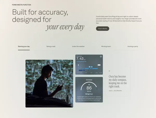 Oura Ring. Smart Ring for Fitness, Stress, Sleep & Health. - Landing design inspiration