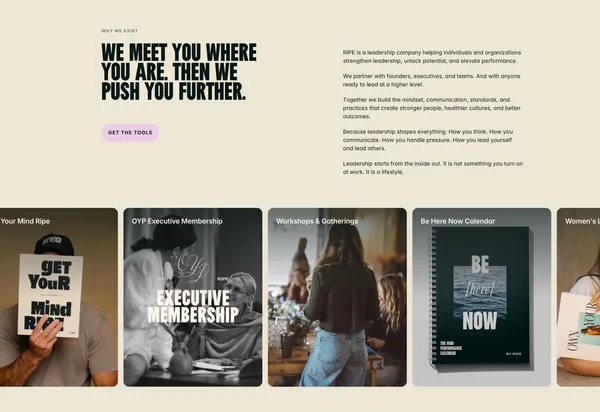 RIPE - Leadership Is a Lifestyle - Landing design inspiration