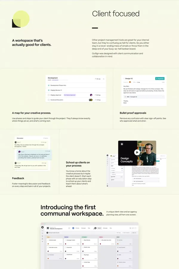Outlign | Simple Project Management For Creative Agencies - Landing design inspiration